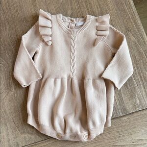 Sashimi Co Pink Ruffled Baby Sweater Romper Size 12-18 Months